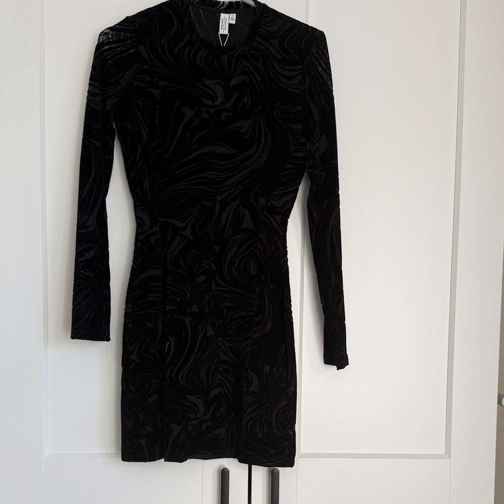 & Other Stories Black Burnout Mini Dress
